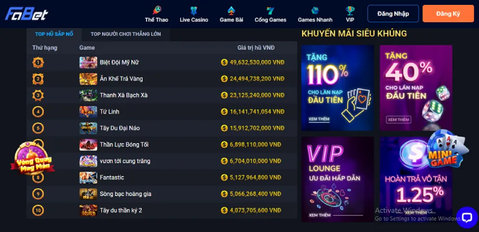 Kho game nổ hũ và bắn cá khổng lồ Win8bet với jackpot hấp dẫn